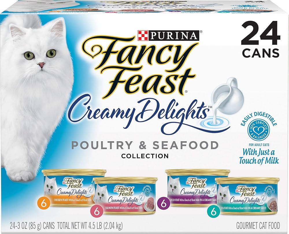 Purina Fancy Feast Creamy Delights Poultry and Seafood Wet Cat Food Trays - Variety Pack - 3 Oz - 24 Count