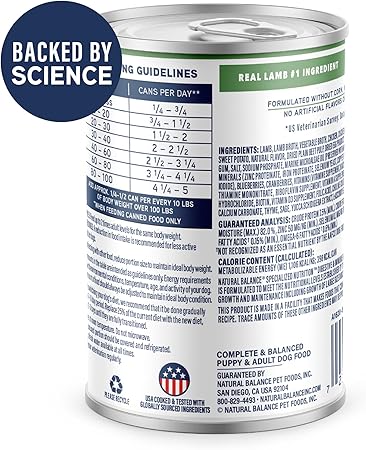 Natural Balance Specialized Nutrition Digestive and Immune Health Lamb and Brown Rice Canned Dog Food - 12.7 Oz - Case of 12