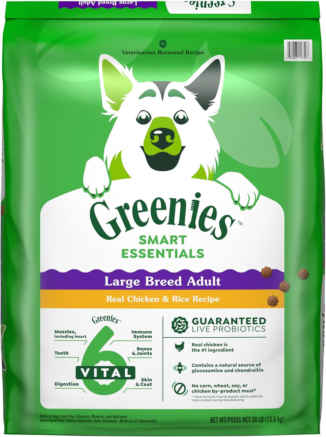Greenies Smart Essentials High-Protein Chicken and Rice Large-Breed Adult Dry Dog Food 30 Pounds