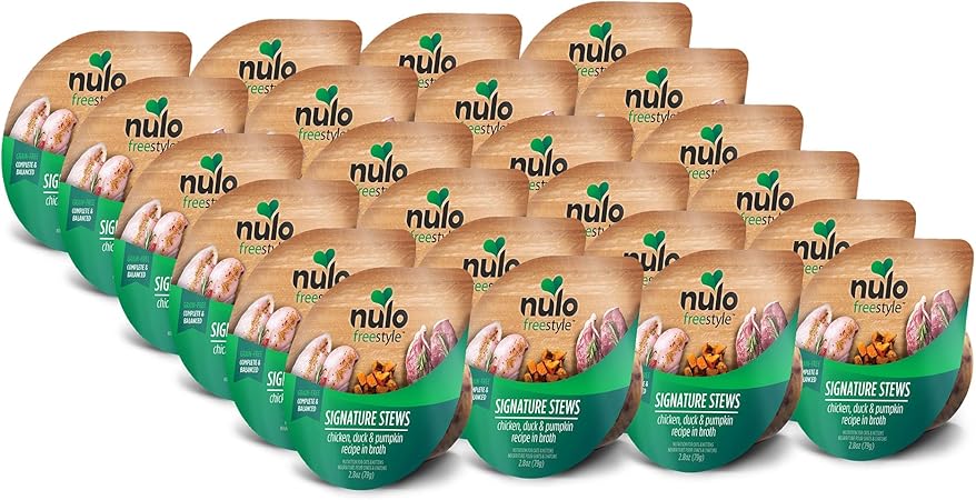 Nulo Freestyle Grain-Free Signature Stews Chicken Duck and Pumpkin Adult and Kitten Wet Cat Food Trays - 2.8 Oz - Case of 24