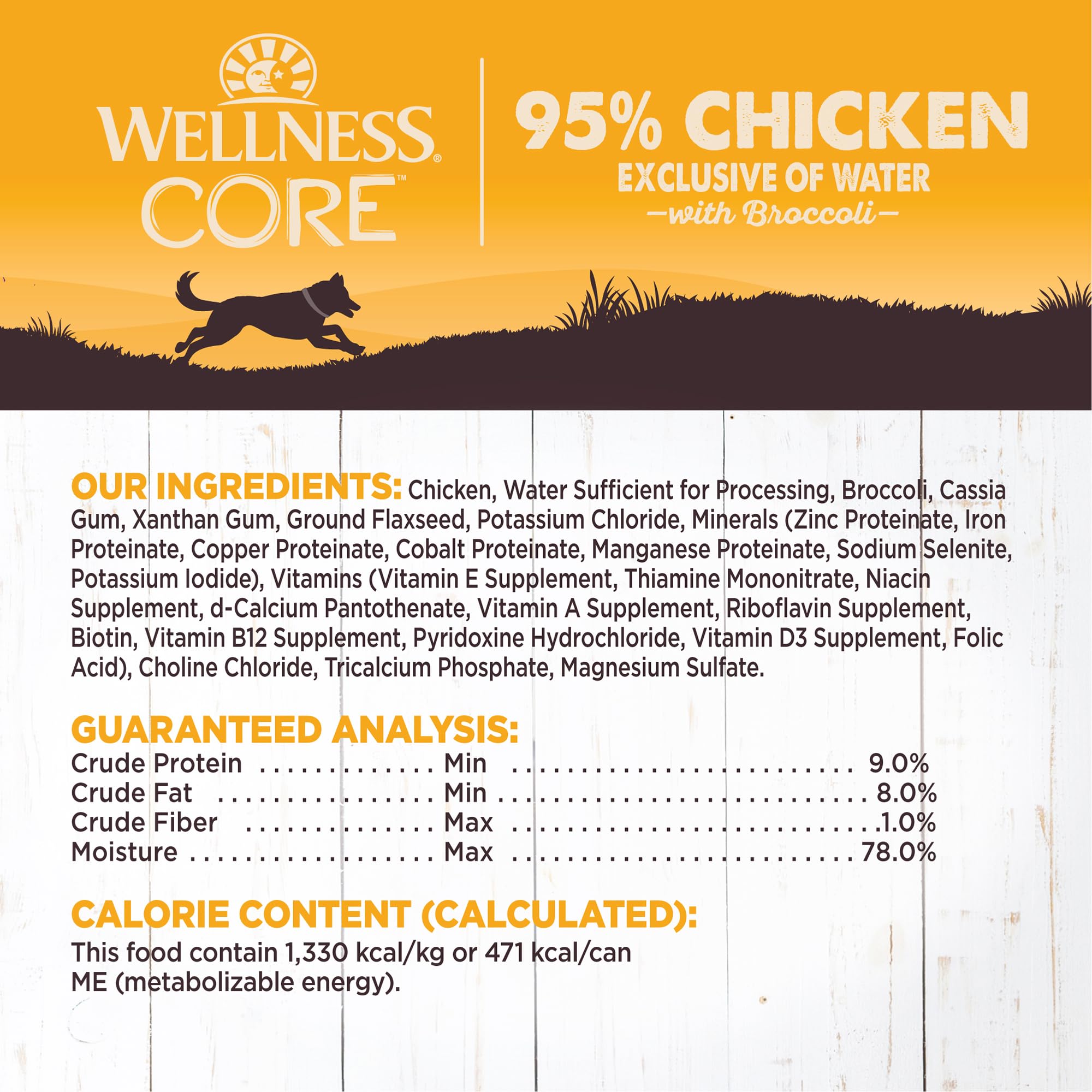 Wellness Core 95% Grain-Free High-Protein Chicken and Broccoli Canned Dog Food - 12.5 Oz - Case of 12  