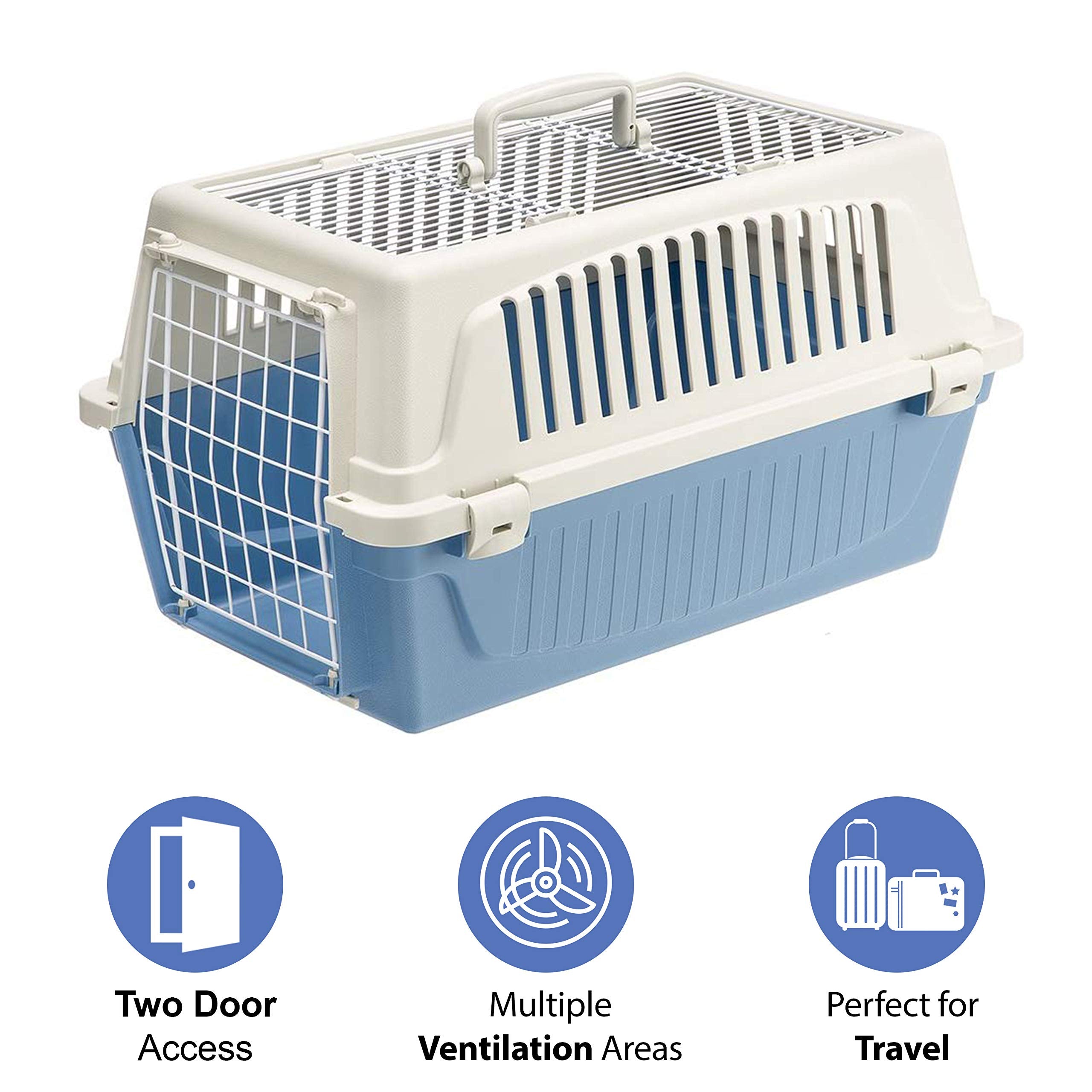 Ferplast Atlas Top Loading Door Travel Pet Kennel Carrier - Blue - 22