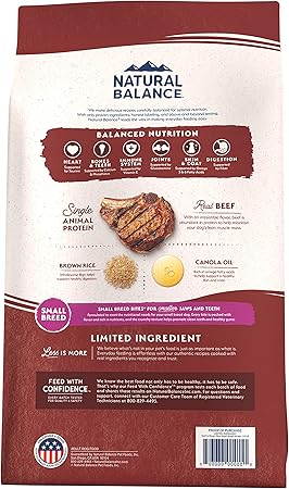 Natural Balance Limited Ingredient Diet Beef and Brown Rice Small-Breed Adult Dry Dog Food - 4 Lbs