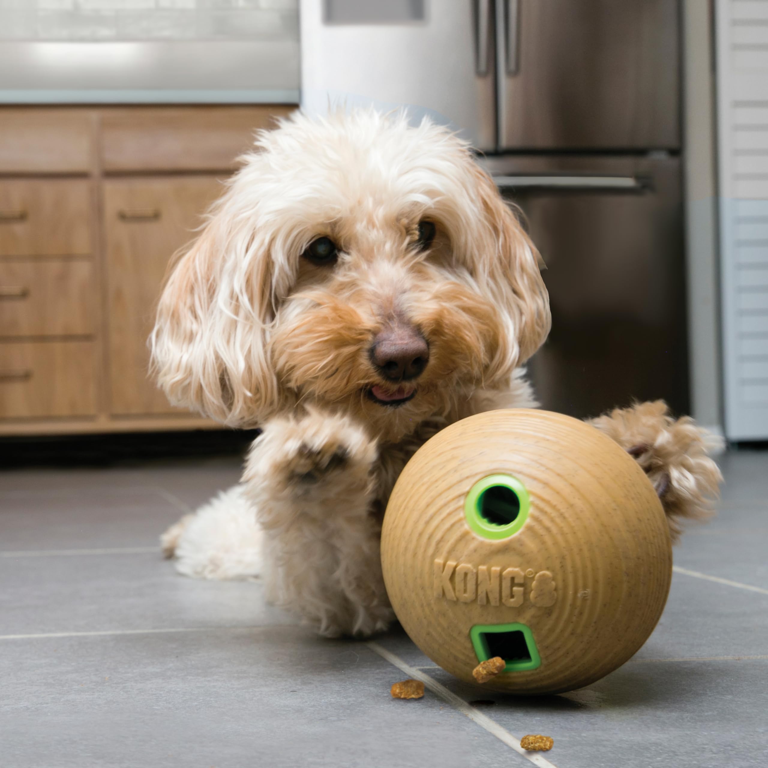 Kong Bamboo Treat Dispensing Feeder Ball Dog Toy - Medium  