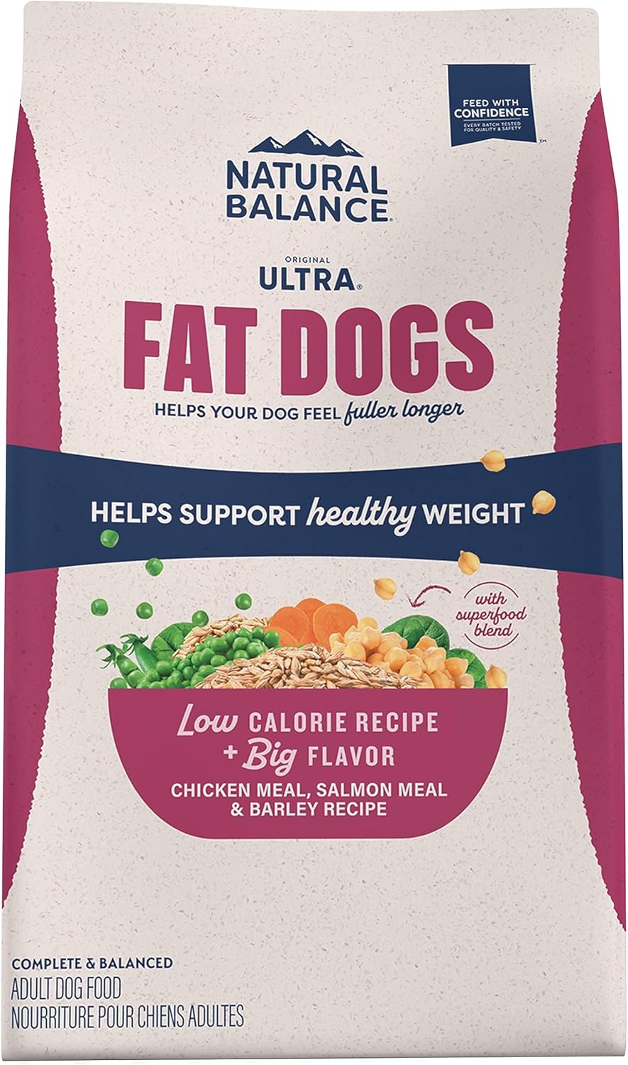 Natural Balance Original Ultra Fat Dogs Low-Calorie Chicken Salmon and Barley Adult Dry Dog Food - 4 Lbs - Case of 5