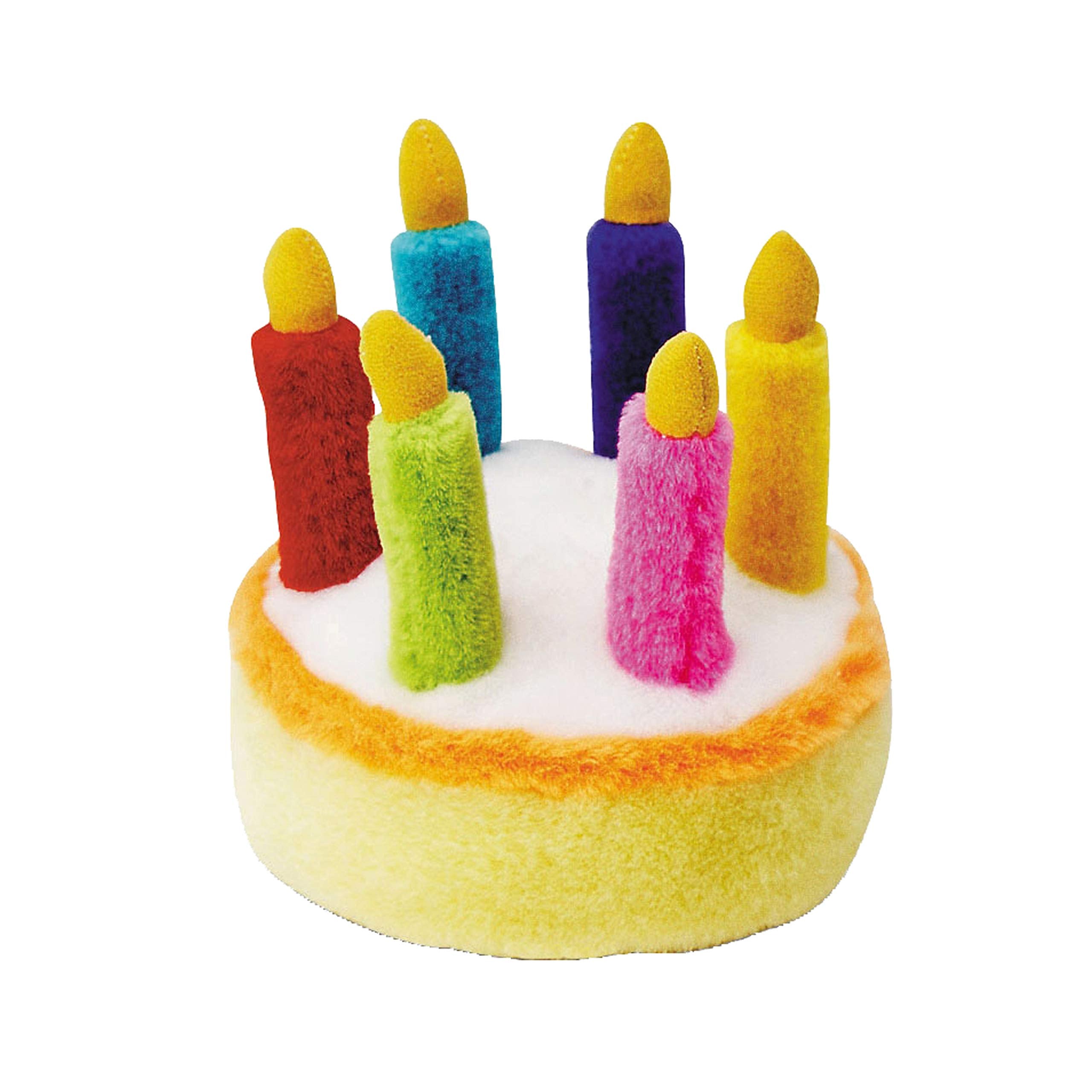 Multipet Large Birthday Cake Happy Birthday Tune Sounding Plush Dog Toy - 5.5" Inches  