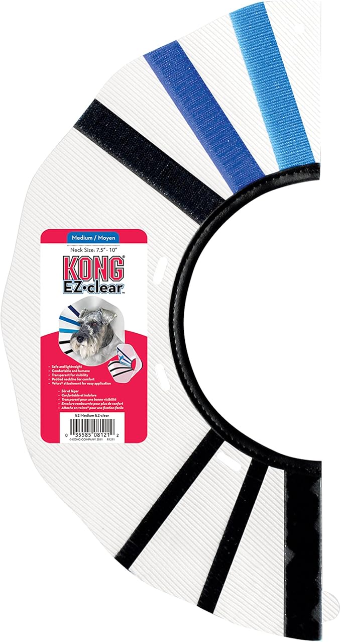 Kong Clear EZ-Collar Clear Blue and Black Safety Dog Collar - Medium - 7.5-10" In Girth  