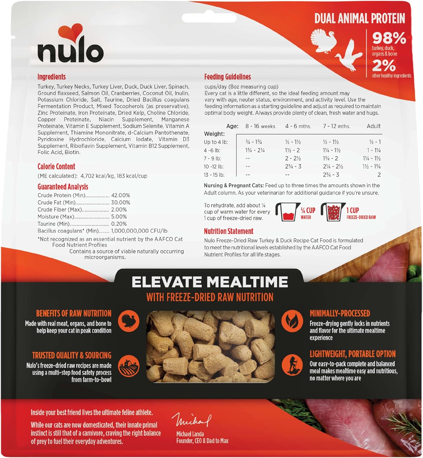 Nulo Freestyle Grain-Free Digestive and Immune Health Turkey and Duck Freeze-Dried Raw Cat Food