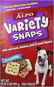 Purina Alpo Variety Snaps Little Bites Beef Chicken Liver and Lamb Crunchy Dog Treats - 16 Oz - 5 Pack