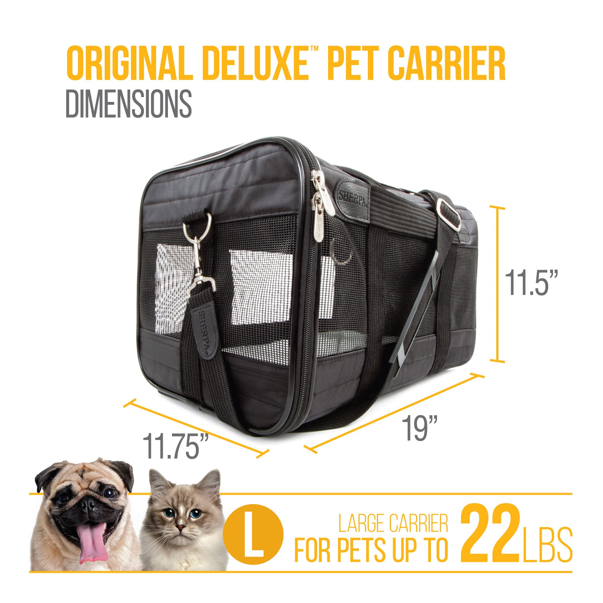 Sherpa Original Deluxe Airline Approved Travel Pet Carrier - Black - Large  