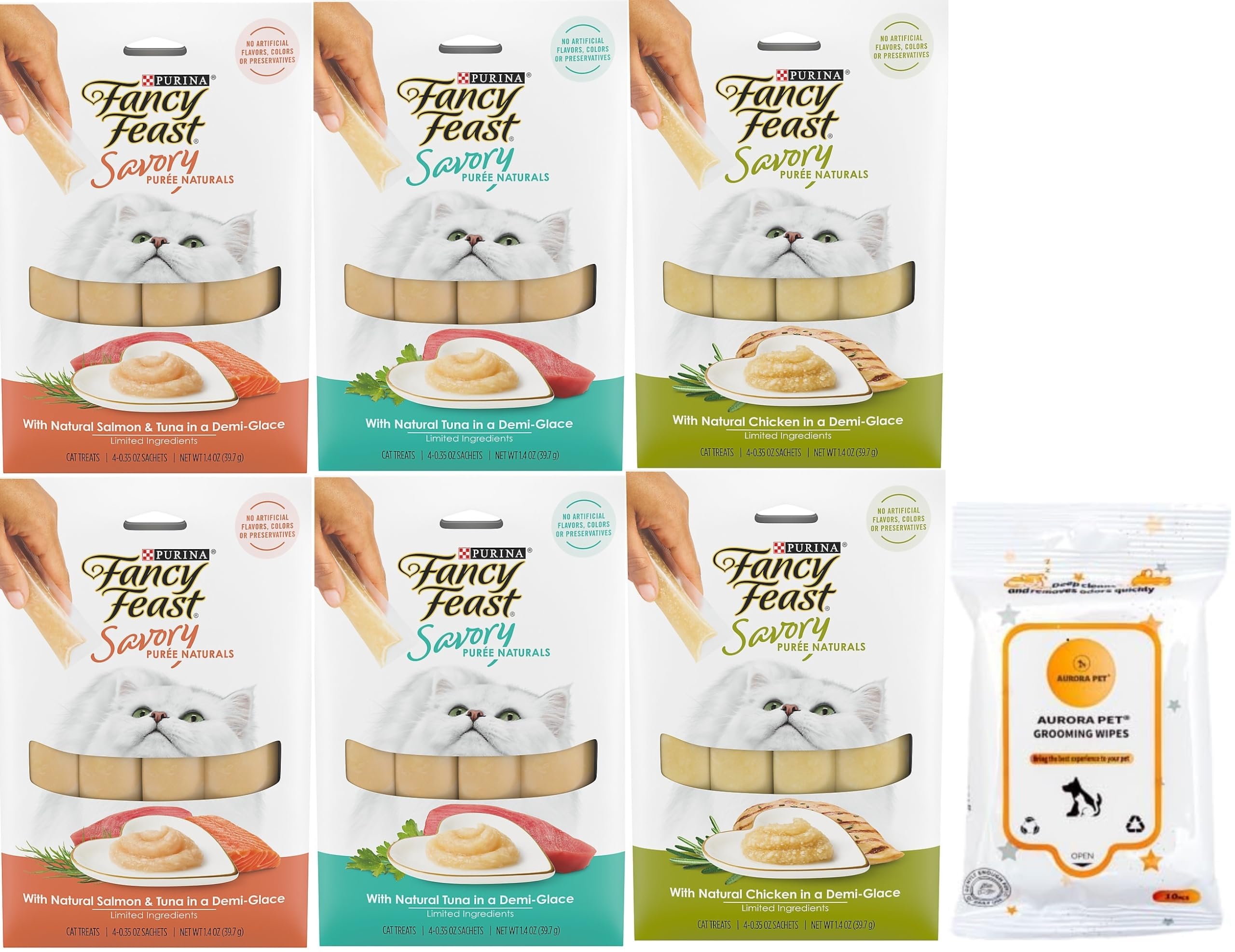 Purina Fancy Feast Savory Puree Naturals Chicken Squeezable Tubes Cat Treats - 1.4 Oz - Case of 30  