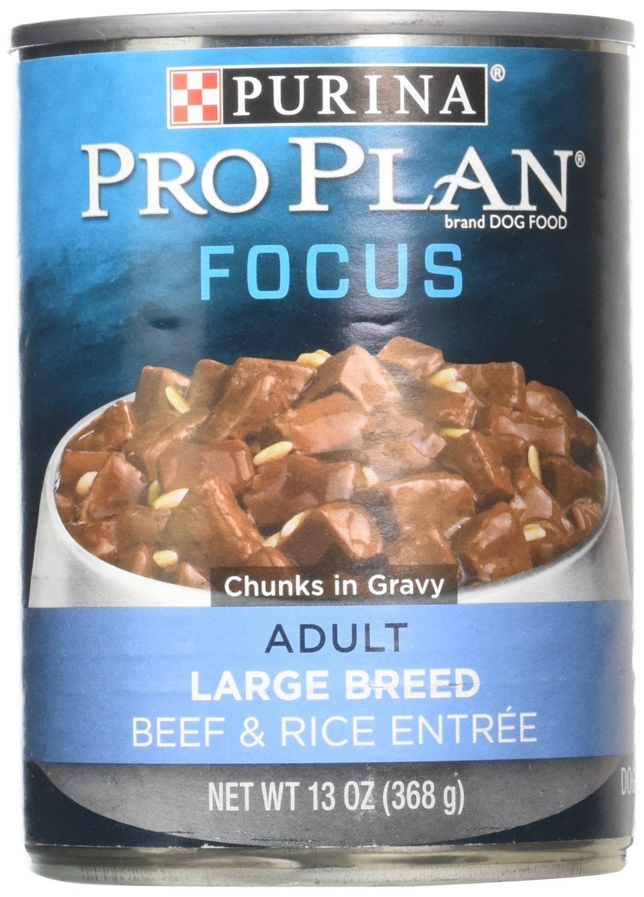 Purina Pro Plan Beef and Rice Chunks in Gravy Adult Large-Breed Canned Dog Food - 13 Oz - Case of 12  