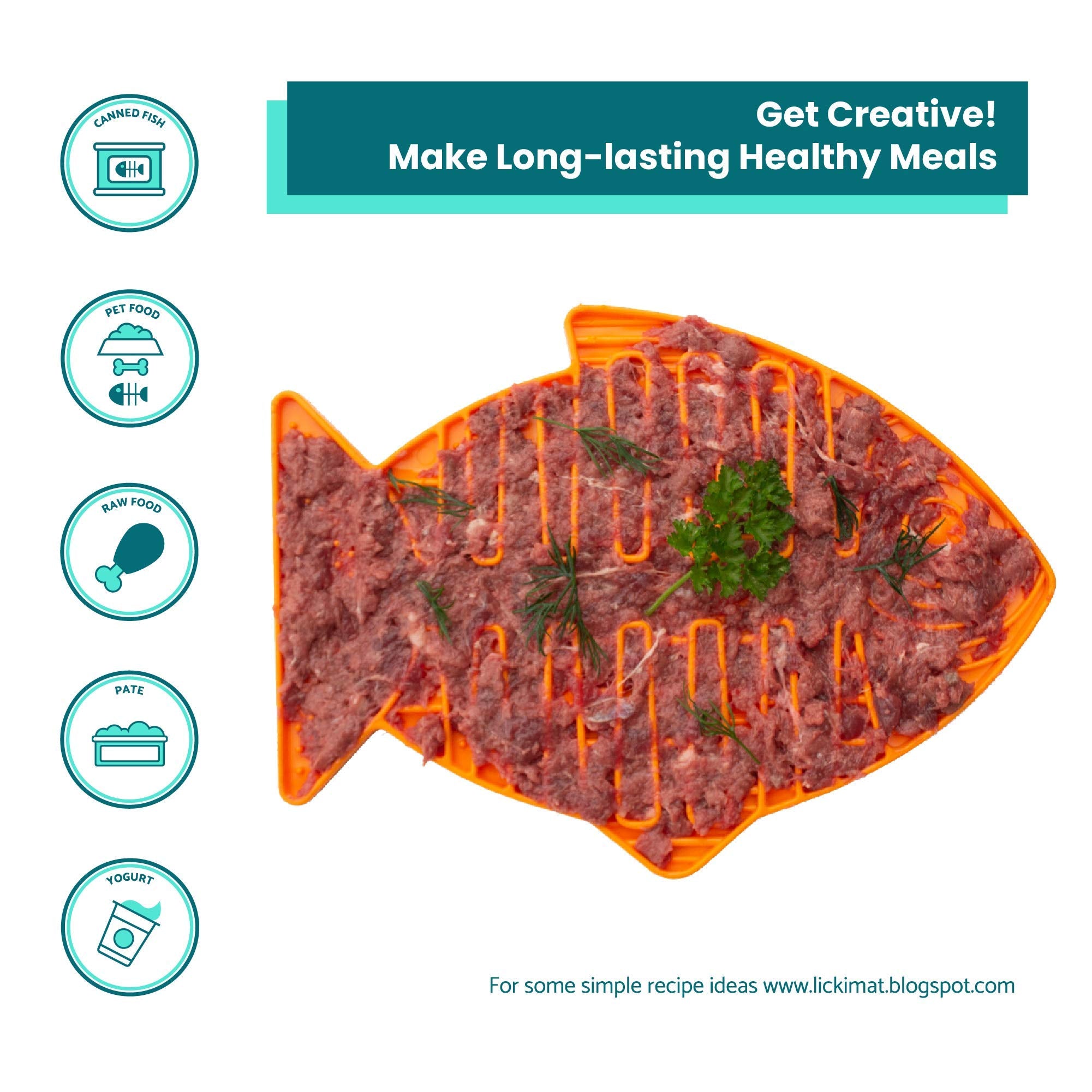 Innovative Pet Lickimat Felix Slow Feeding Mat for Cats - Orange  