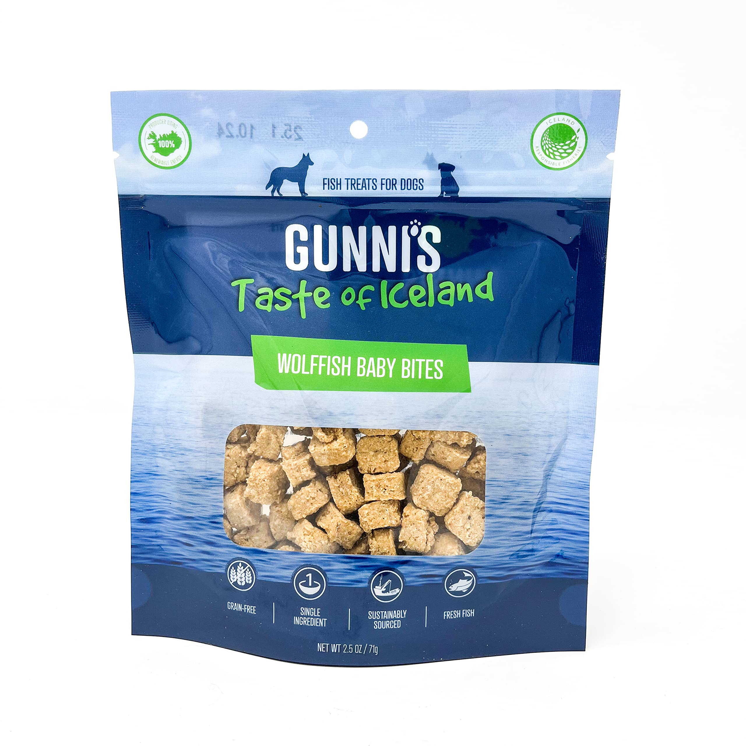 Gunnis Pet Grain-Free Wolffish Baby Bites Natural Air-Dried Dog Treats - 2.5 Oz