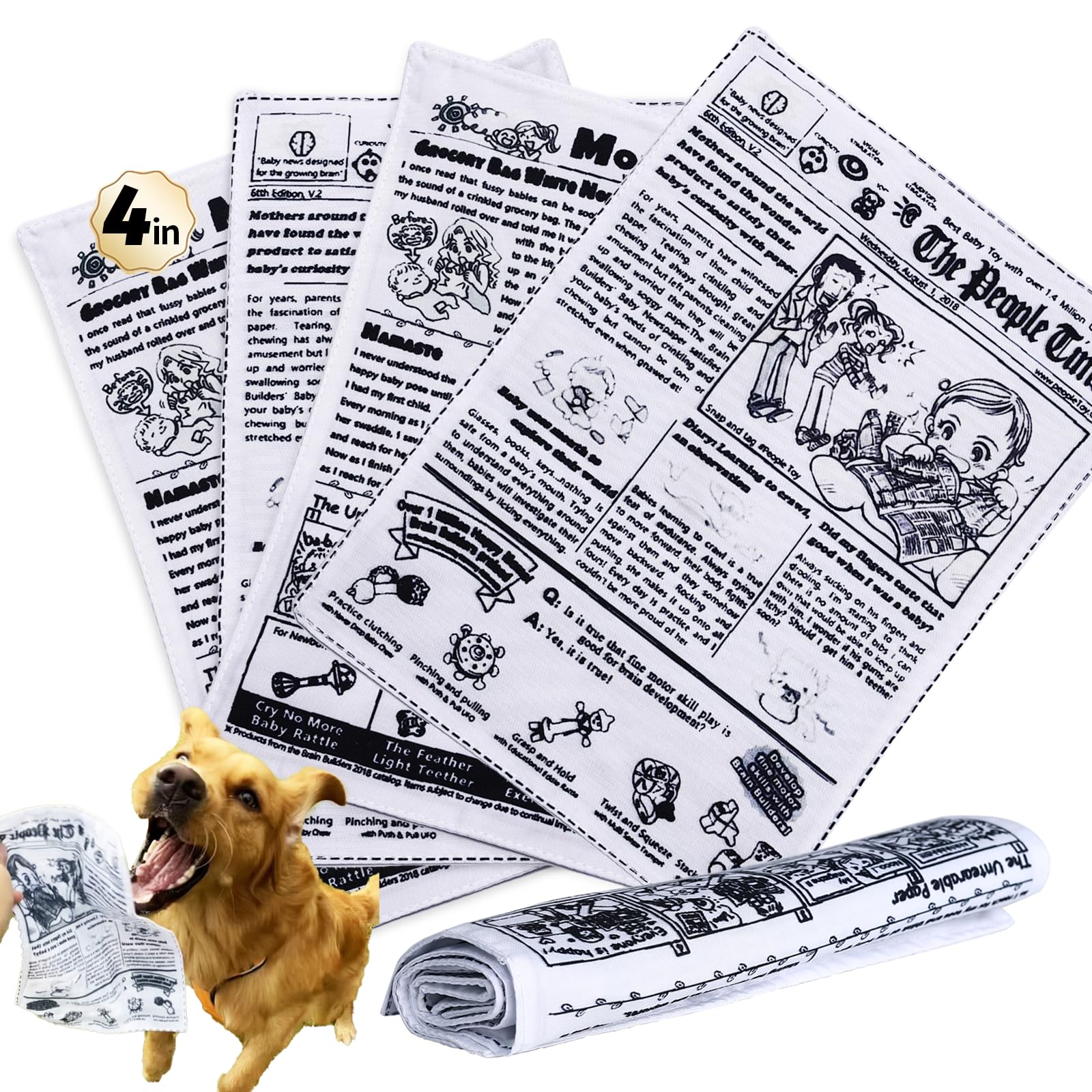 Pet Qwerks Krinkle Newspaper Dog Toy - Large  