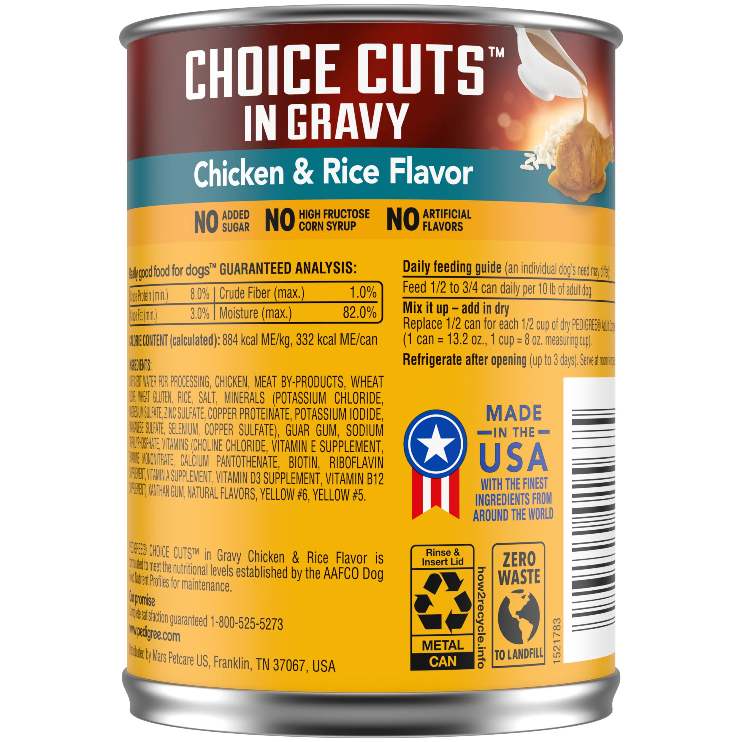 Pedigree Choice Cuts in Gravy Chicken and Rice Canned Dog Food - 13.2 Oz - Case of 12  