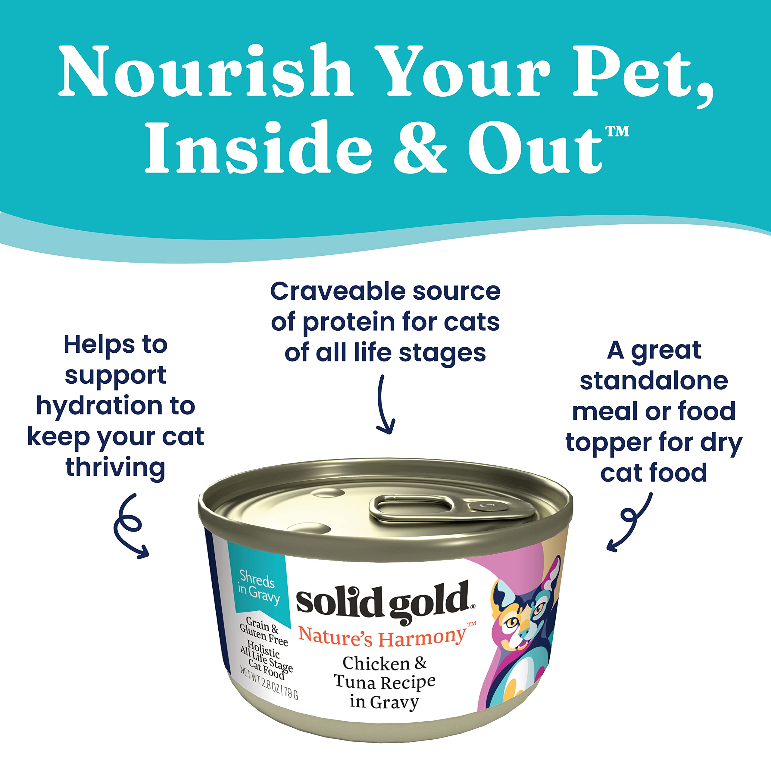 Solid Gold Nature's Harmony Grain-Free Digestive Health Chicken and Mackeral in Gravy Canned Cat Food - 3 Oz - Case of 24  