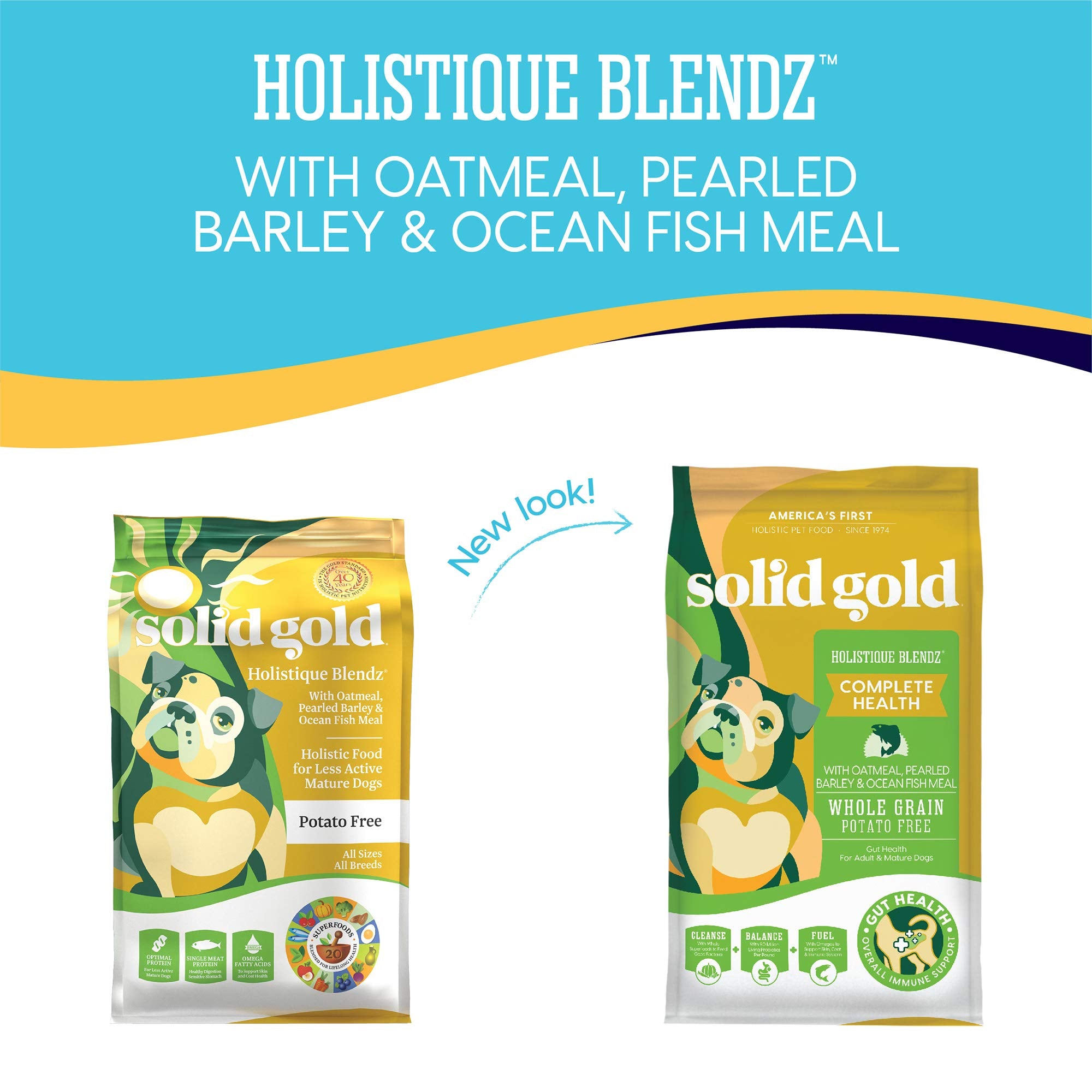 Solid Gold Holistique Blendz Whole Grain Oatmeal Barley and Oceanfish Adult Dry Dog Food - 4 Lbs  