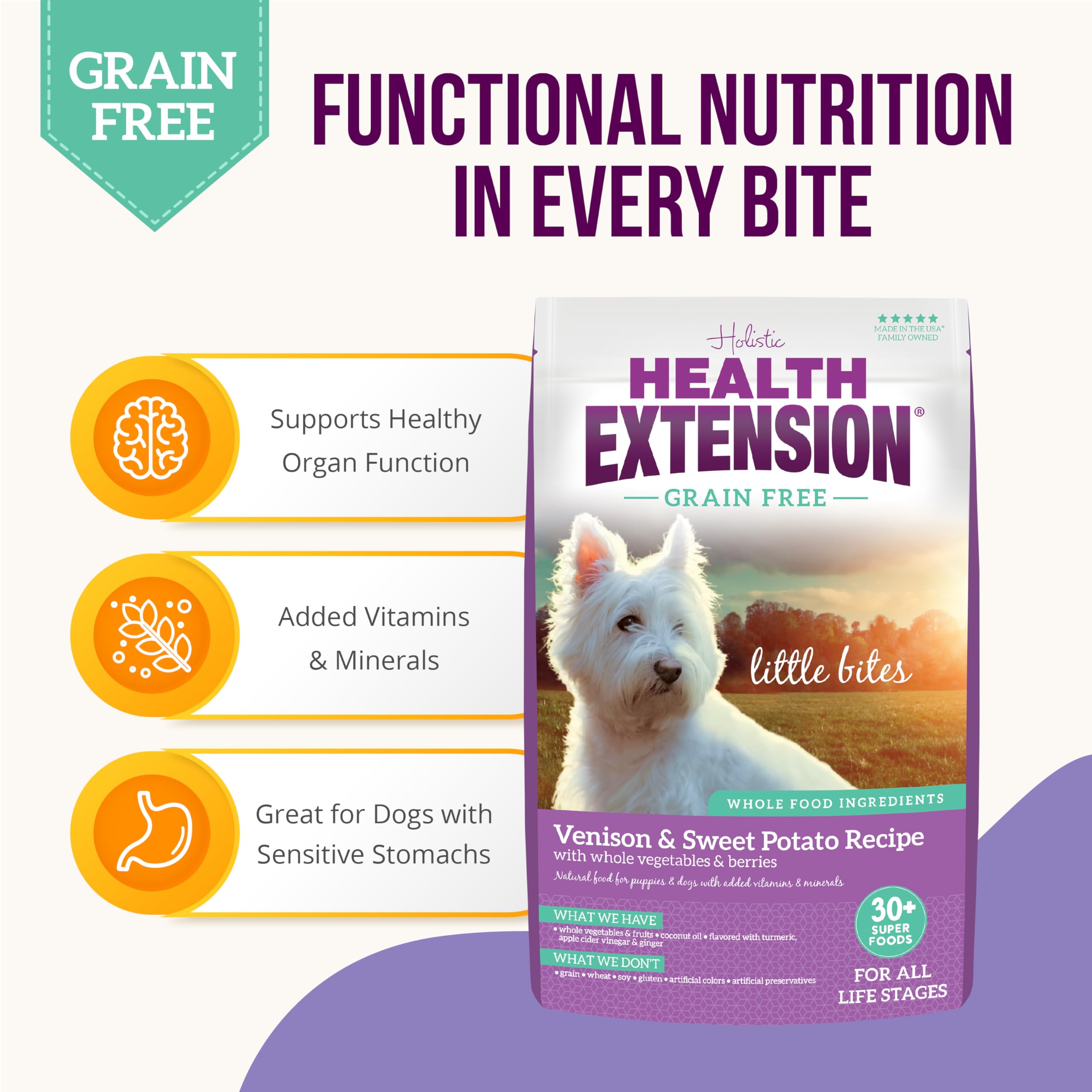 Health Extension Grain-Free Little Bites Venison Vegetables and Berries Dry Dog Food - 3.5 Lbs  