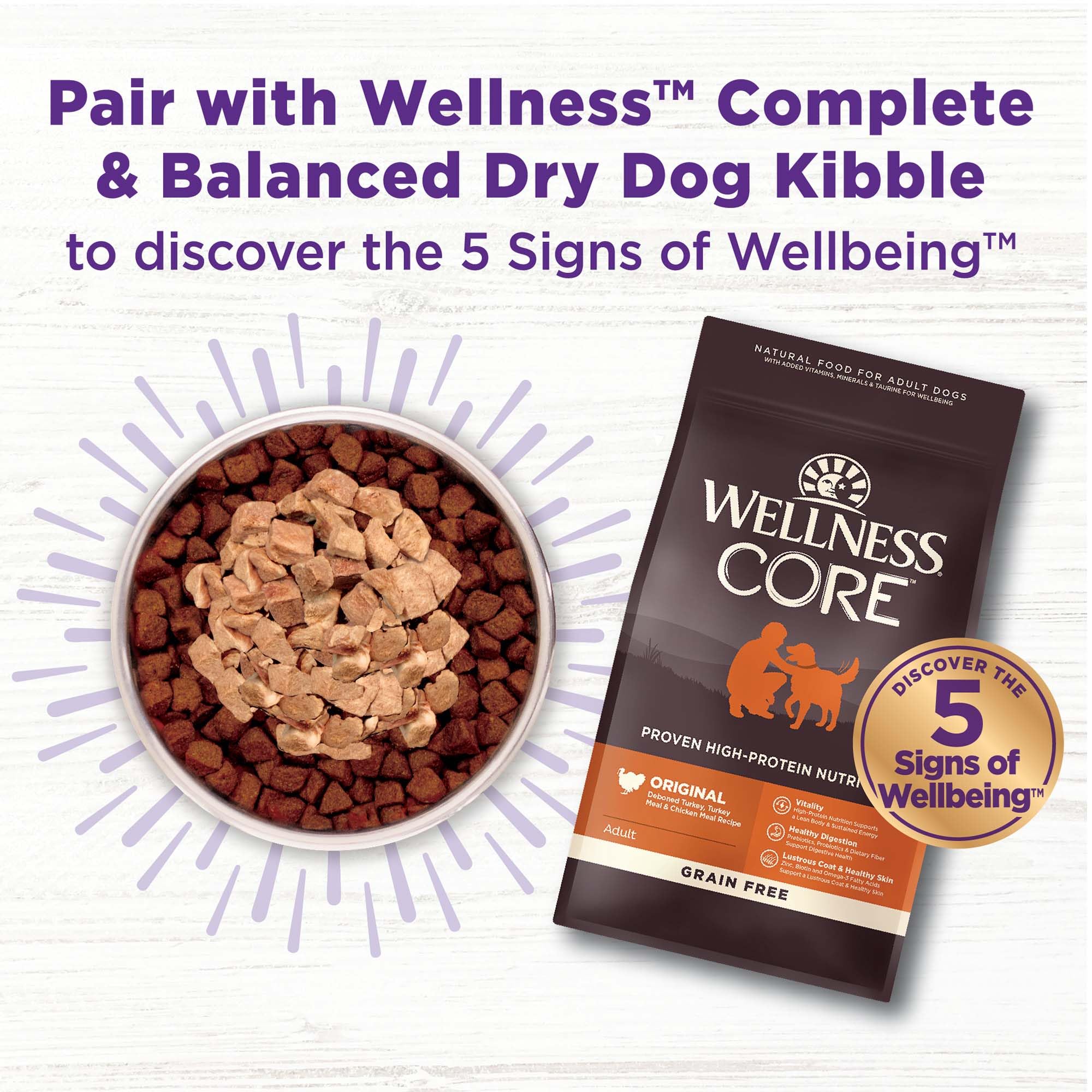 Wellness Core Bowl Boosters Grain-Free Freeze-Dried Puree Beef Wet Dog Food Topper or Mixer Pouch - 4 Oz - Case of 6  