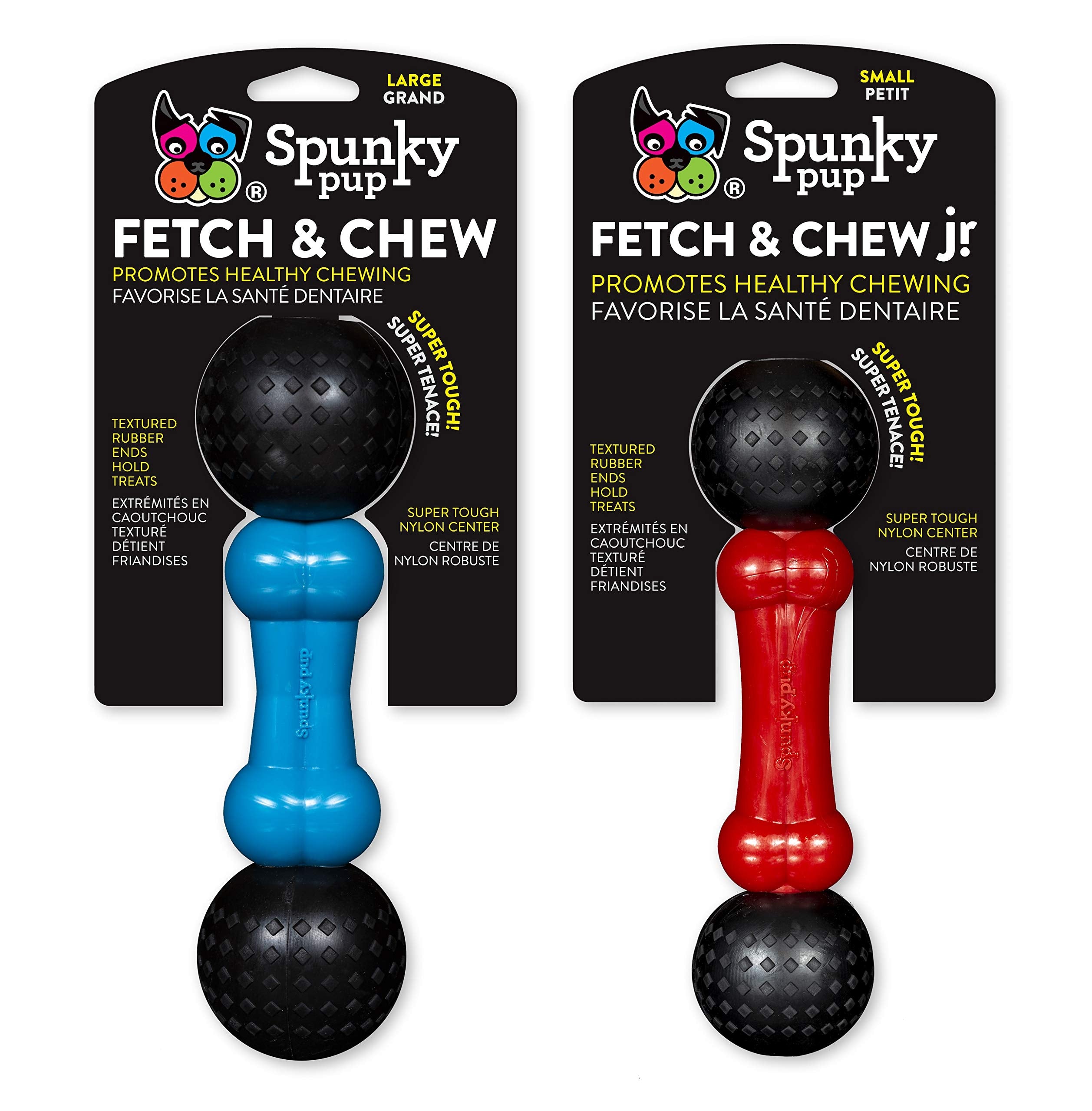 Spunky Pup Fetch and Chew Bone and Ball Durable Rubber Dog Toy - Large  