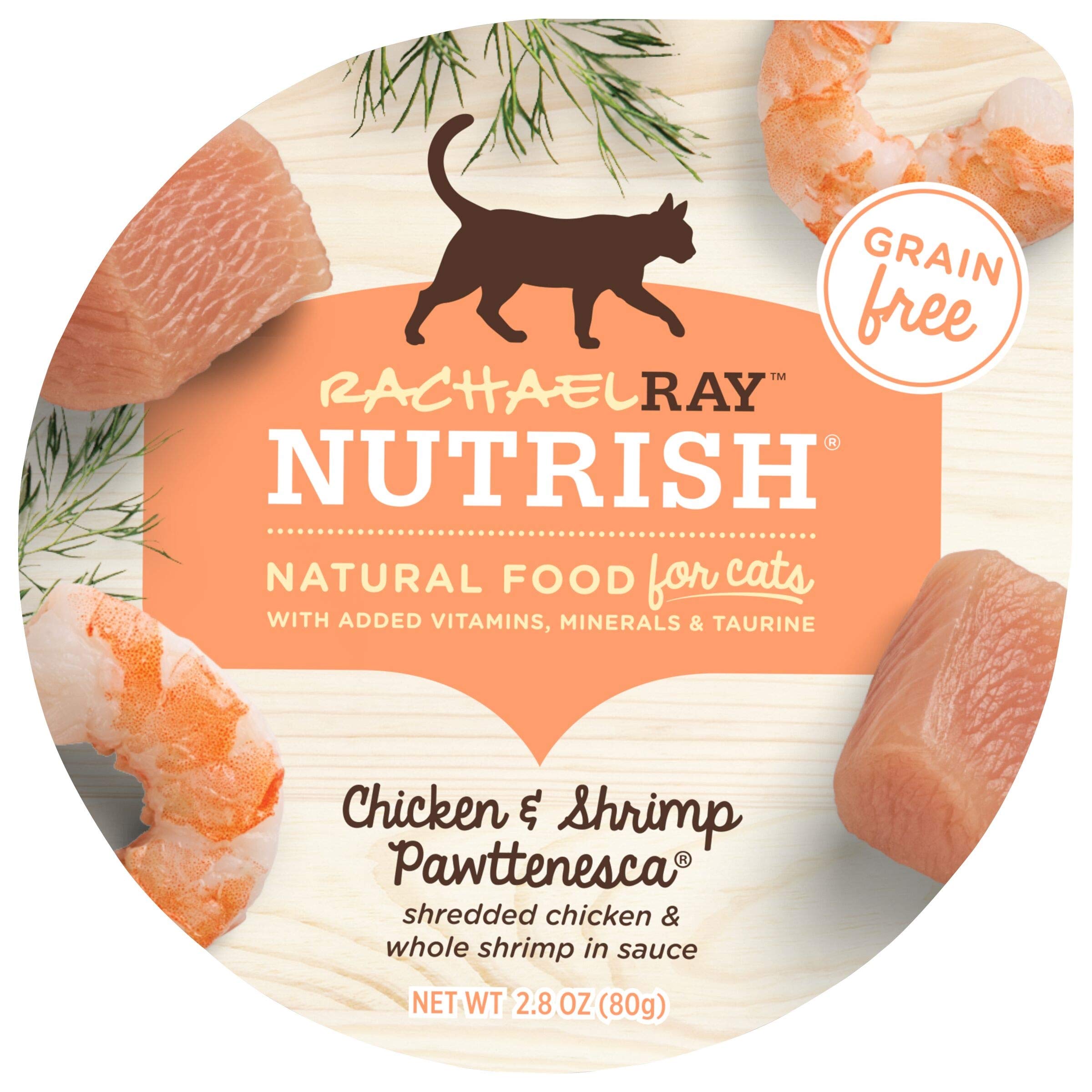 Rachael Ray Nutrish Grain-Free Chicken and Shrimp Pawttenesca Wet Cat Food Trays - 2.8 Oz - Case of 12  