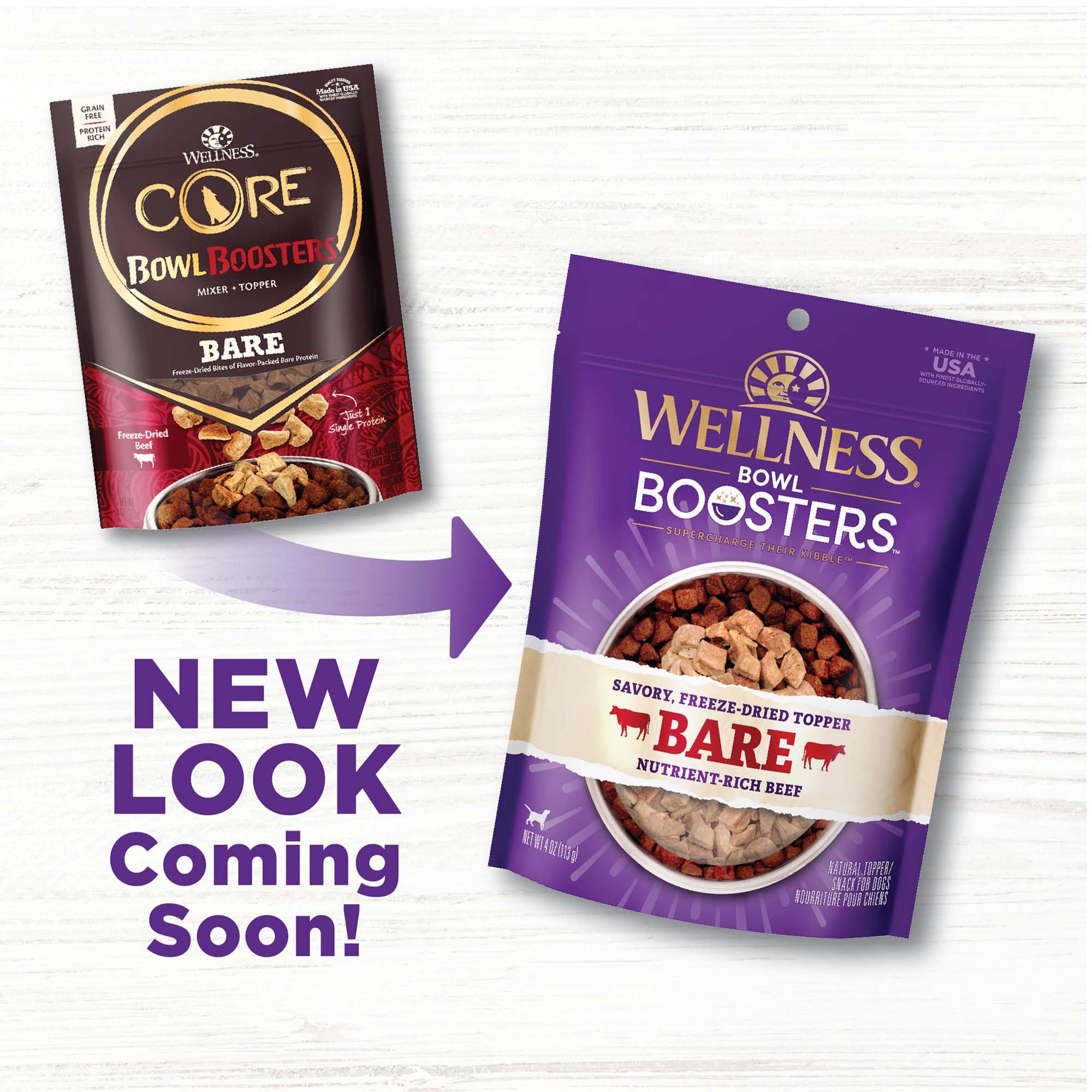 Wellness Core Bowl Boosters Grain-Free Freeze-Dried Puree Beef Wet Dog Food Topper or Mixer Pouch - 4 Oz - Case of 6  