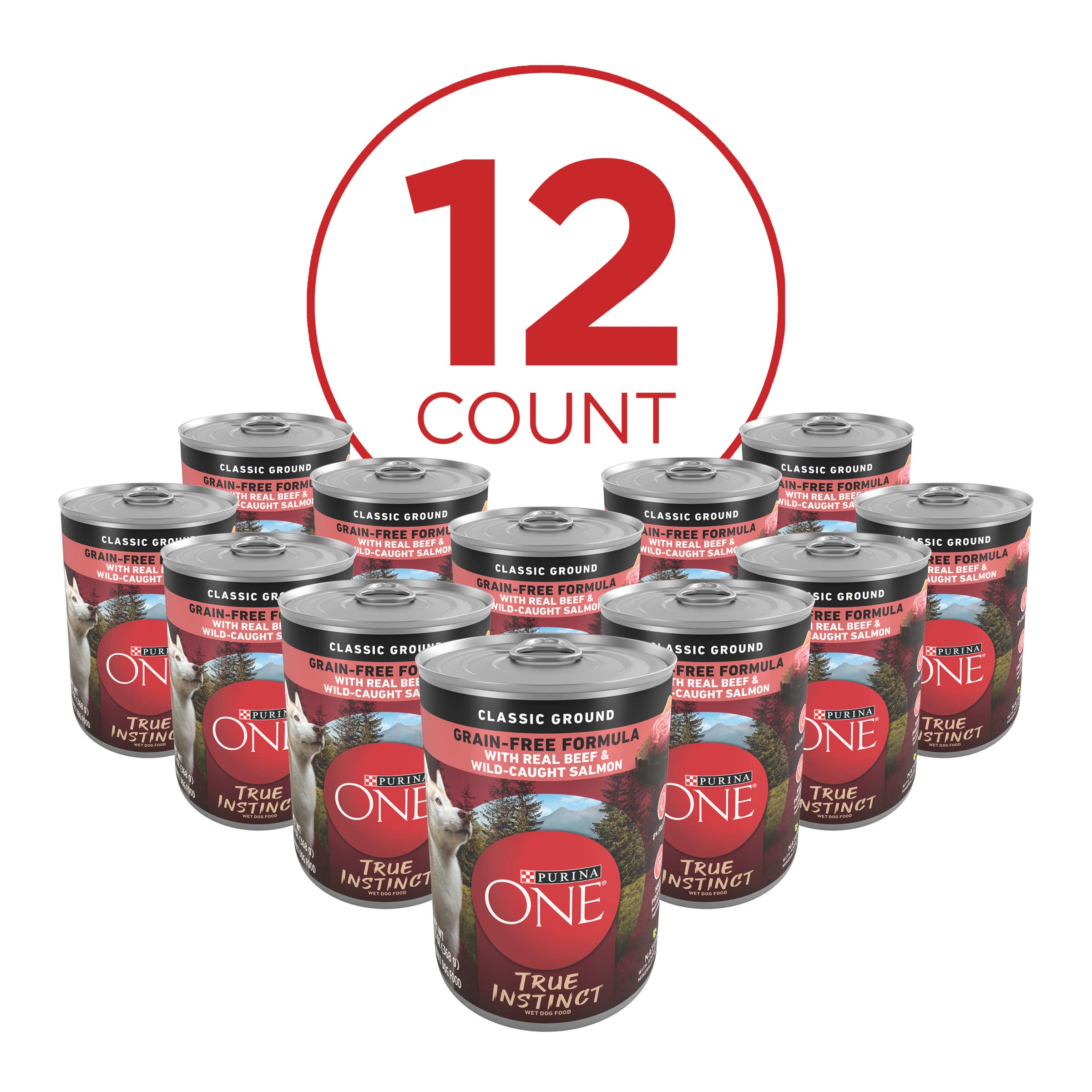 Purina One True Instinct Classic Ground Beef and Wild-Caught Salmon Canned Dog Food - 13 Oz - Case of 12  