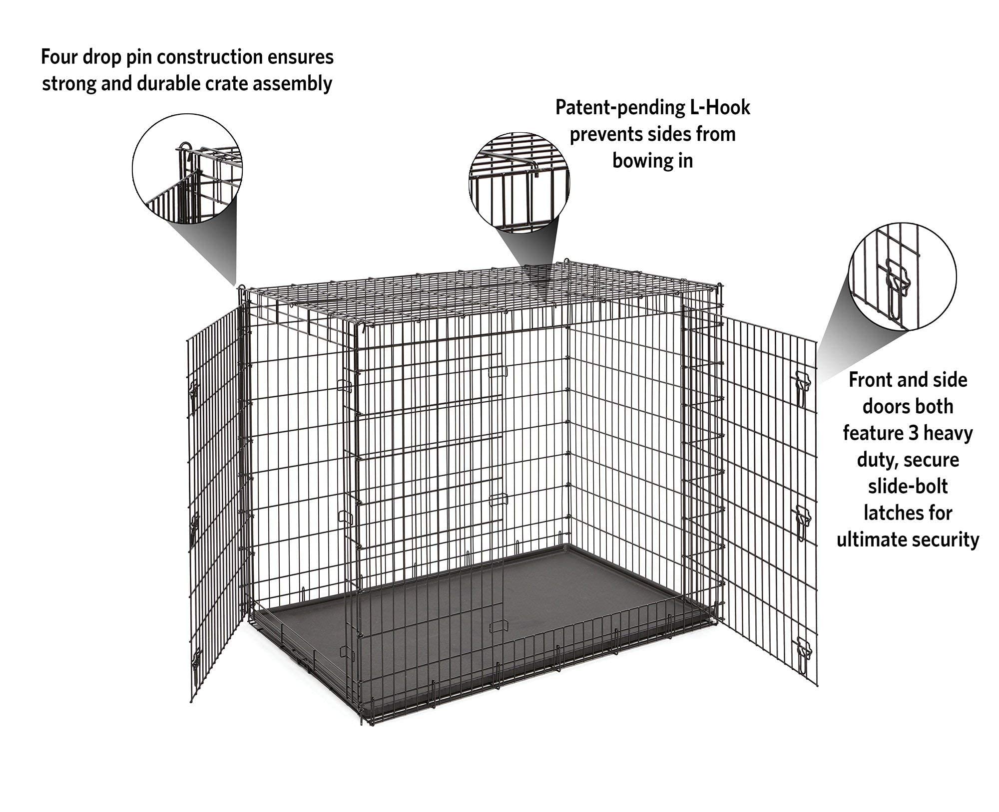 Midwest Ginormous Metal Folding Double Door Dog Crate - 54" X 37" X 45" Inches  