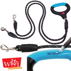 Wigzi Dual-Dog Walking Auto-Untangle Gel Grip Handle and Reflective Swivel Cable Dog Le...