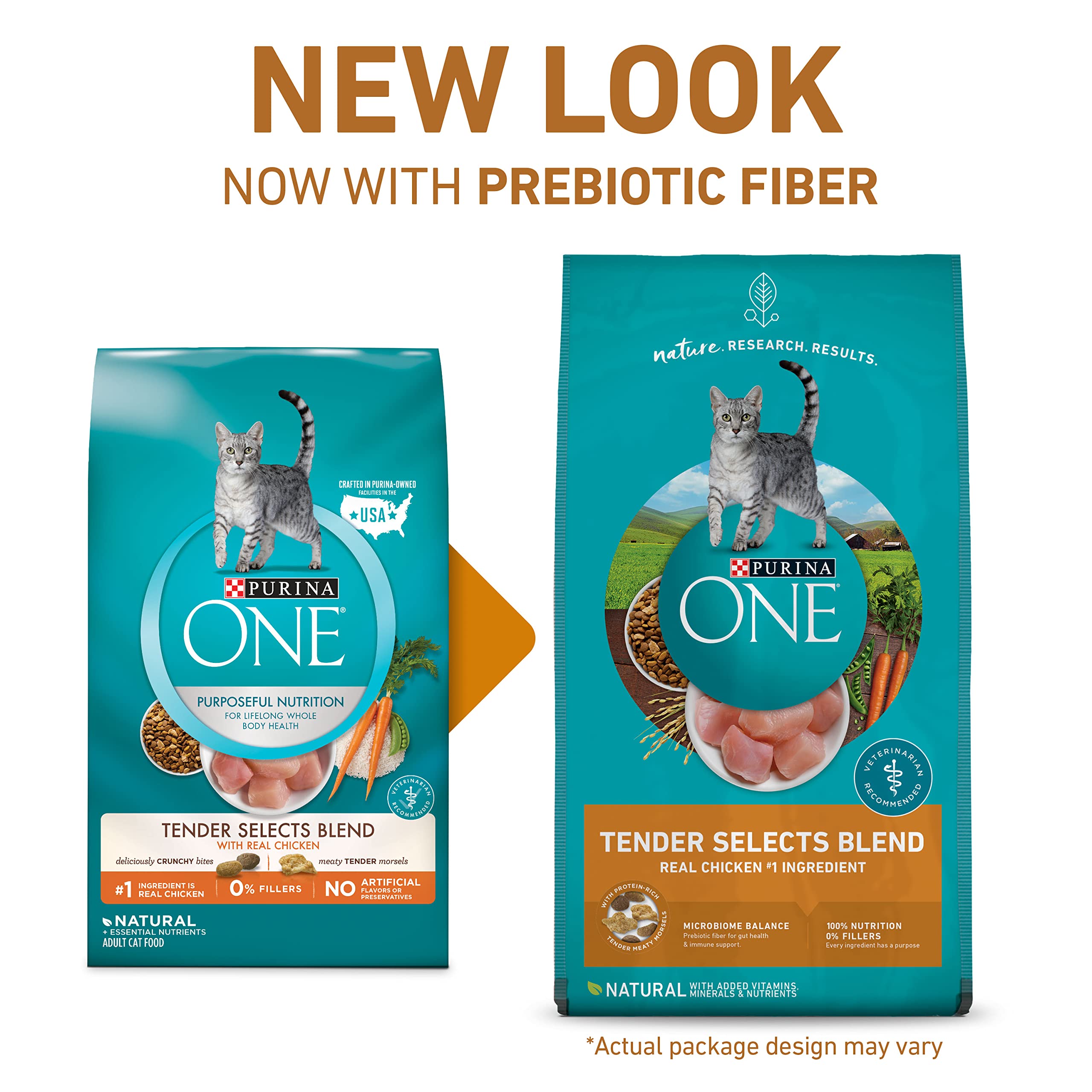 Purina One Tender Selects Blend Chicken Carrots Peas and Rice Dry Cat Food - 7 Lbs - Case of 4  