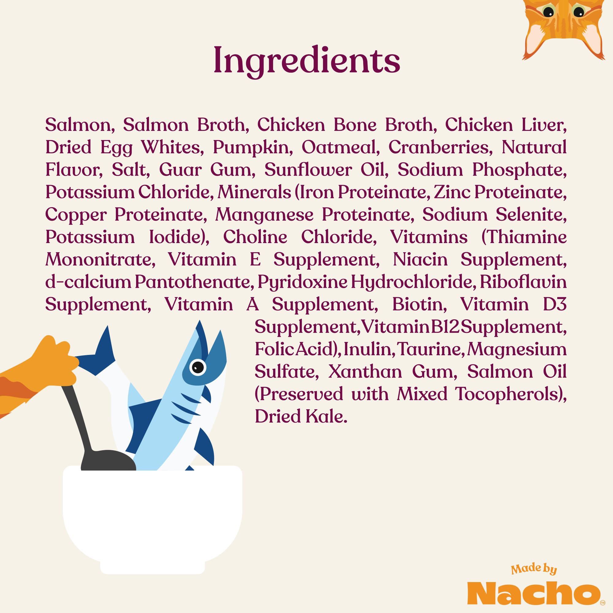 Made by Nacho Salmon in Bone Broth with Prebiotics Wet Cat Food Trays - 2.5 Oz - Case of 10  