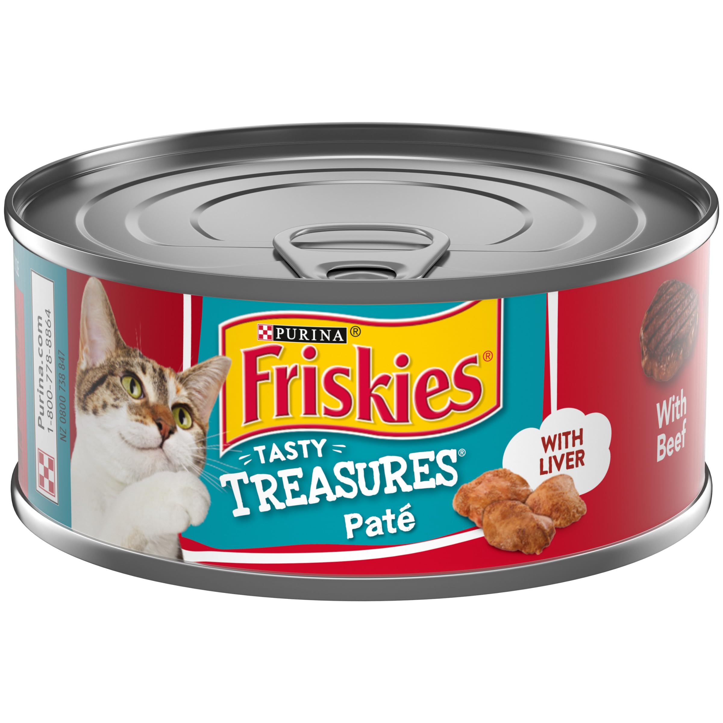 Purina Friskies Tasty Treasures Beef Liver and Cheese Pate Canned Cat Food - 5.5 Oz - Case of 24  