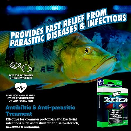 Fritz Aquatics MetroCleanse Freshwater and Saltwater Disease and Infection Packets Fish Medication - 20 Count