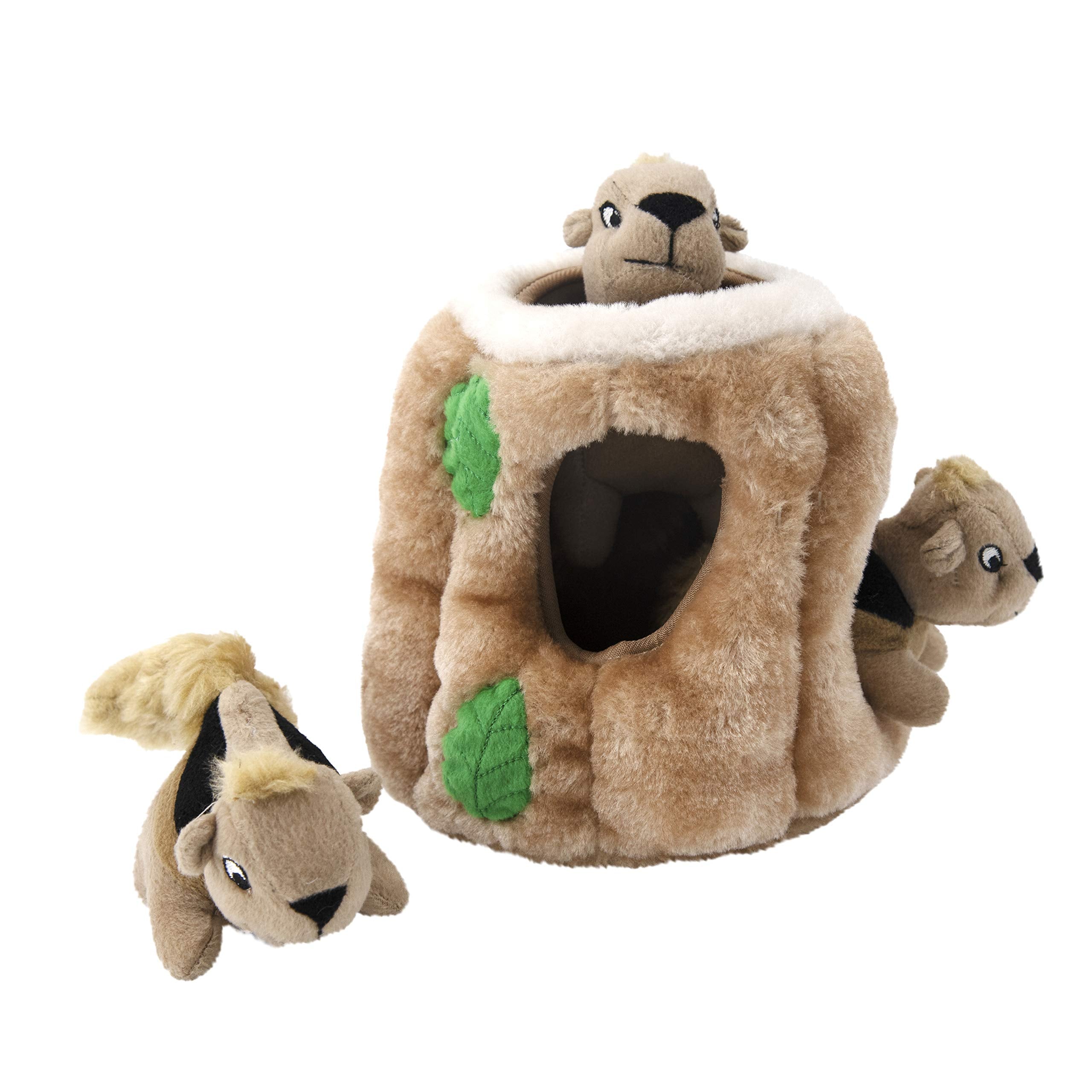 Outward Hound Hide-a-Squirrel Interactive Squeak and Plush Dog Toy - Brown - Small  