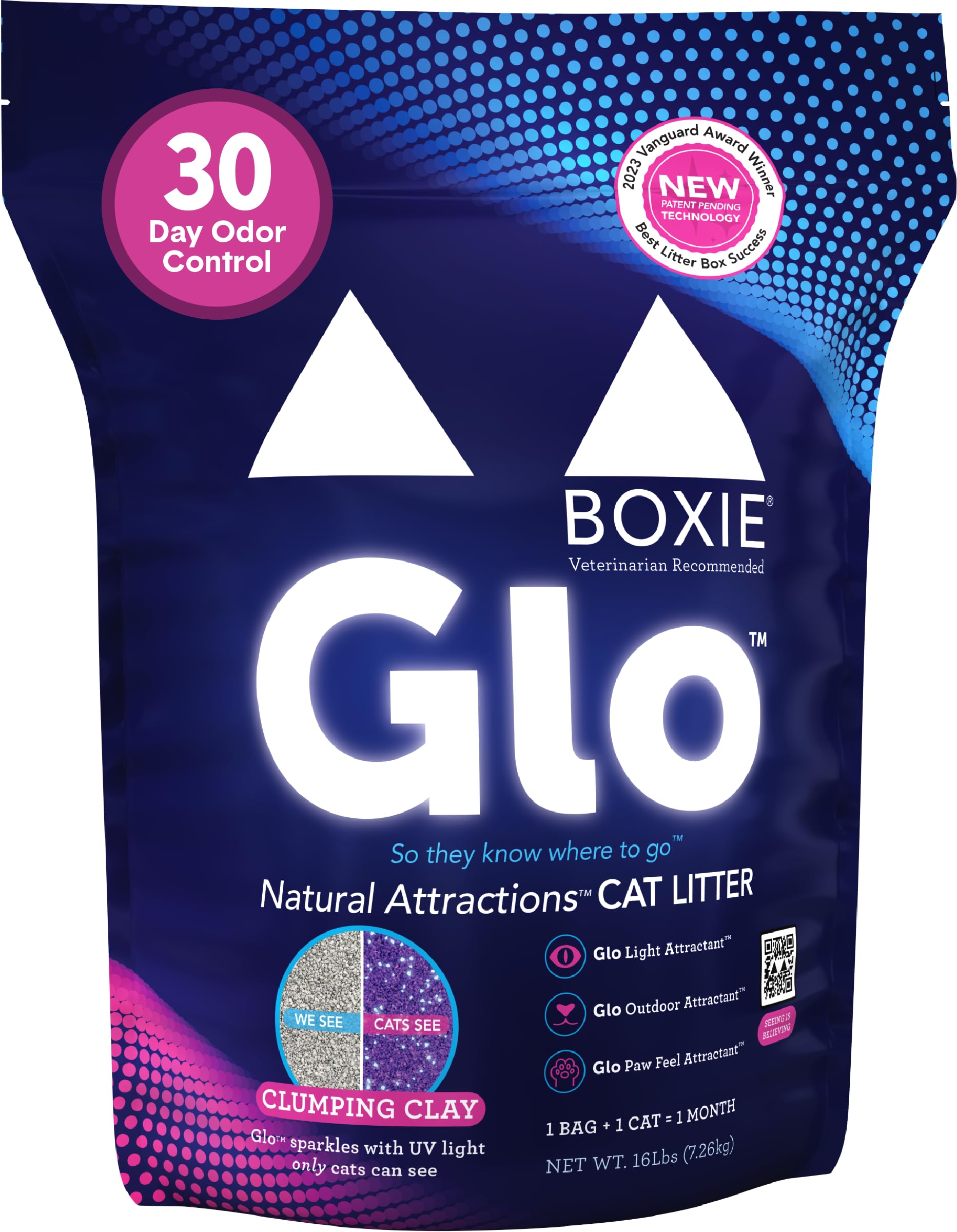 Boxiecat Glo Natural Attractions Dust-Free Odor Control Clumping Clay Kitty Cat Litter