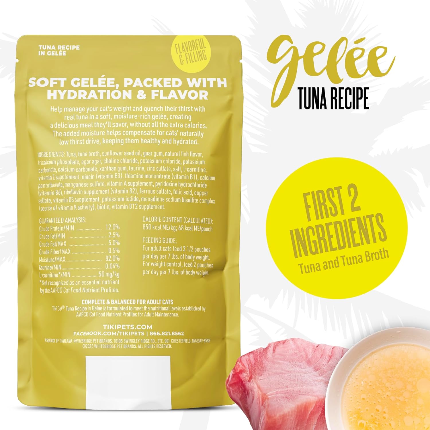 Tiki Cat Gelee Low-Fat Tuna in Gelee Recipe Wet Cat Food Pouch - 2.8 Oz - Case of 12