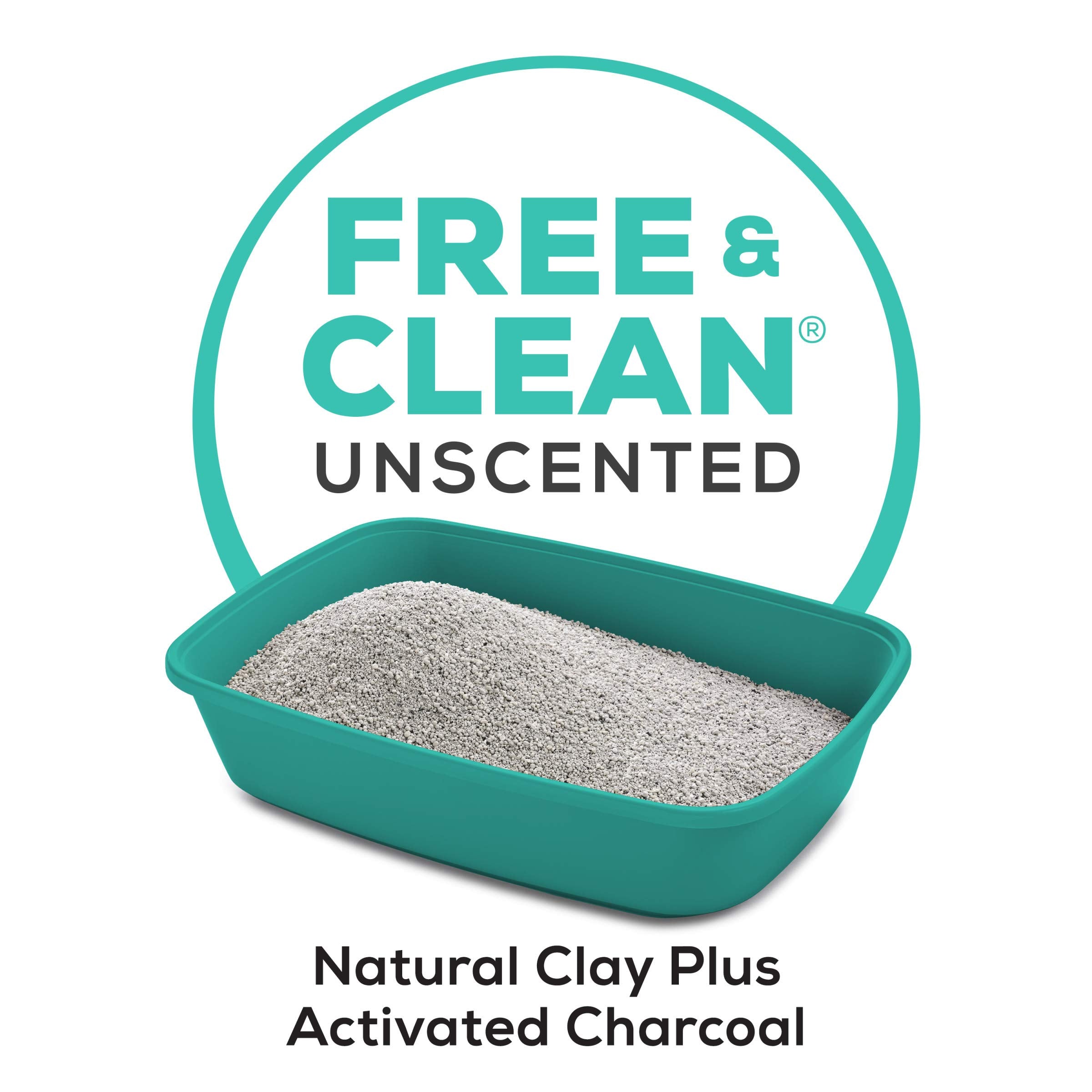 Purina Tidy Cats Lightweight Free and Clean Unscented with Odor Absorbing Charcoal Clay Multi-Cat Litter - 17 Lbs  