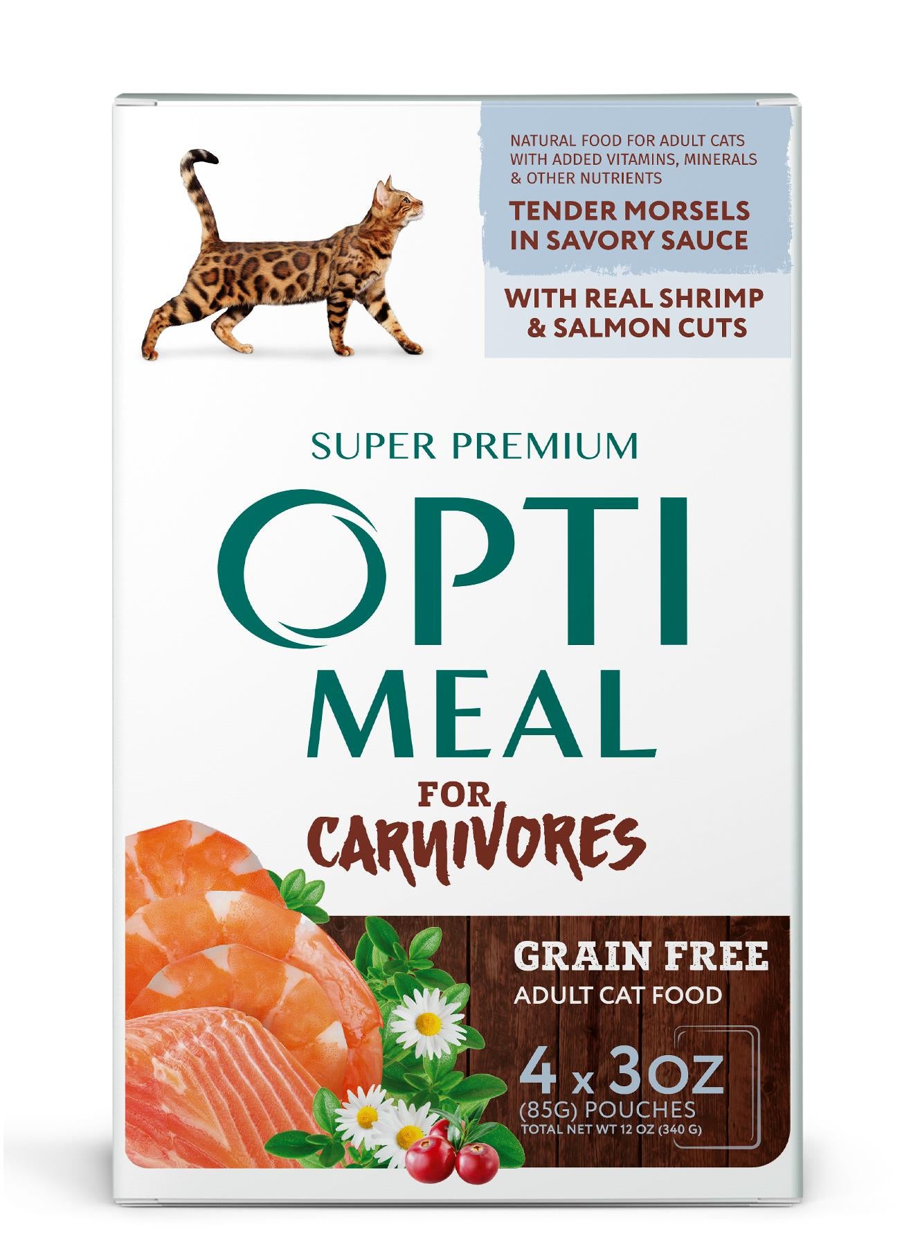 Optimeal Grain-Free Tender Morsels Shrimp and Salmon Wet Cat Food - 12 Oz - Case of 6  