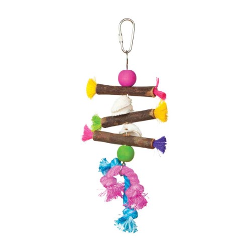 Prevue Pet Products Tropical Treasers Shell and Sticks Preen and Pacify Hanging Bird Toy Default Title