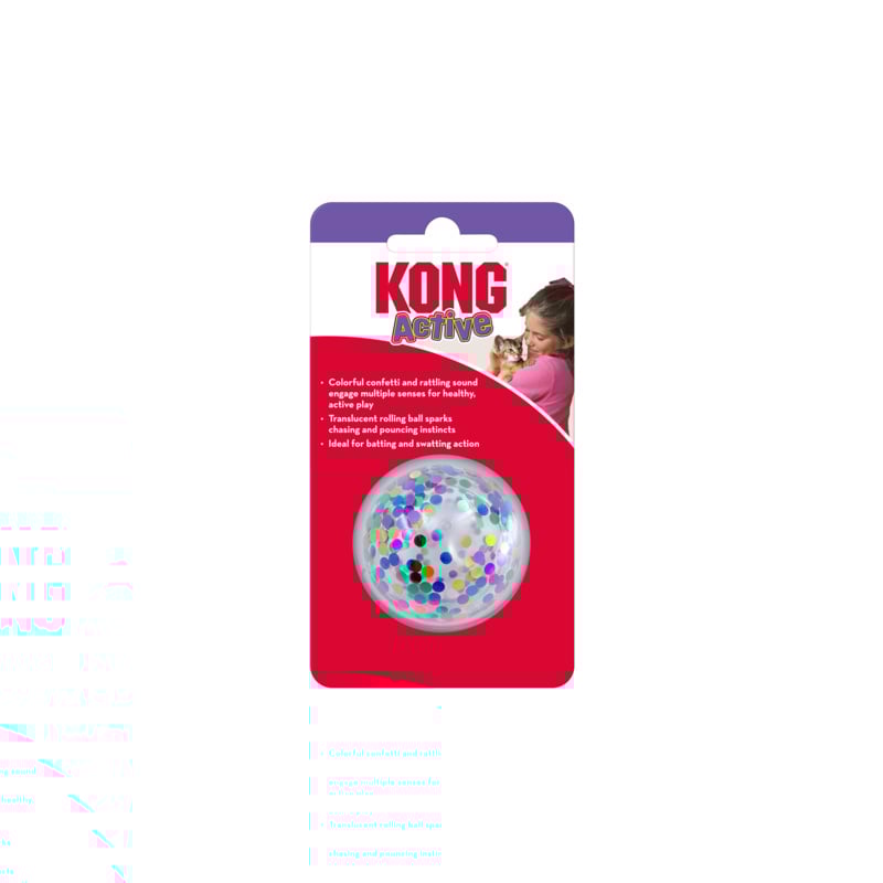 Kong Active Confetti Ball Rattling and Rolling Translucent and Multi-Colored Interactive Cat Toy