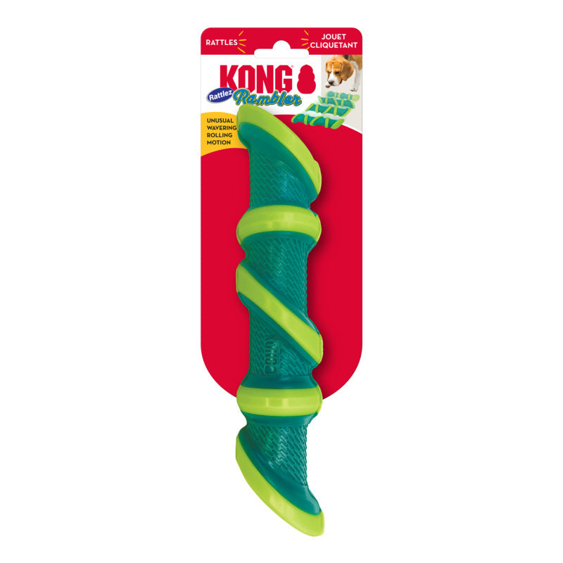 Kong Rambler Rattlez Stick Rattling Fetch and Chew Rubber Dog Toy - Large
