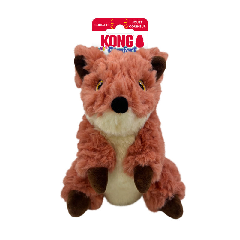 Kong Comfort Tykes Fox Low-Stuffing Crinkle and Removable Squeaker Plush Dog Toy - Small