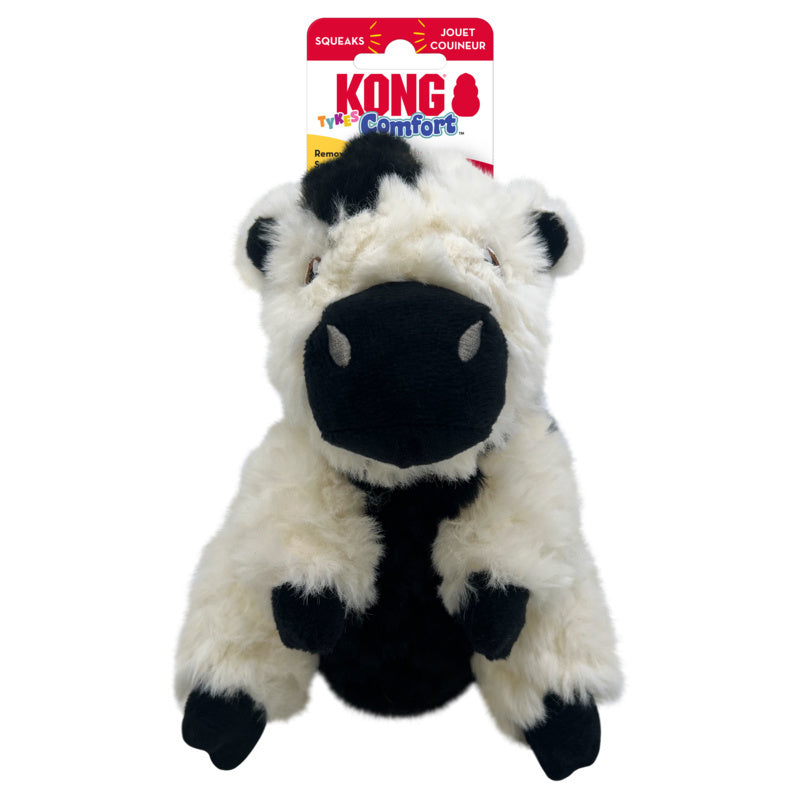 Kong Comfort Tykes Cow Low-Stuffing Crinkle and Removable Squeaker Plush Dog Toy - Small