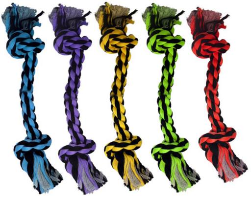 Multipet Nuts for Knots Dual-Knotted Rope Dog Toy - Assorted - 9" Inches  