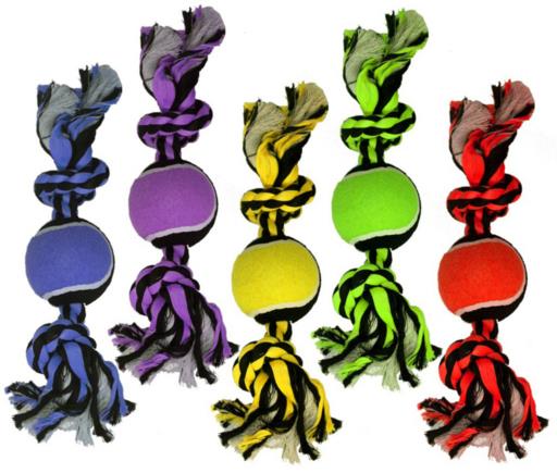 Multipet Nuts for Knots Dual-Knotted with 1 Tennis Balls and Rope Dog Toy - 10" Inches  