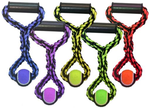 Multipet Nuts for Knots Rope and Tennis Ball Wide Tug Dog Toy - Assorted - 20" Inches  