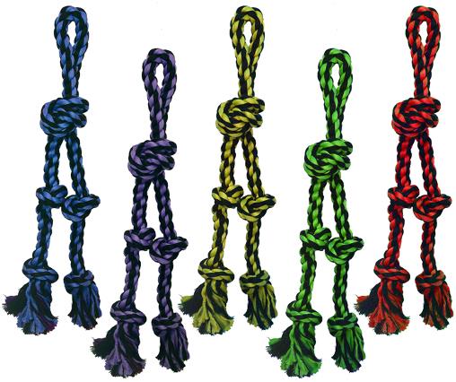 Multipet Nuts for Knots Dangler Rope and Tug Dog Toy - Assorted - 15" Inches  