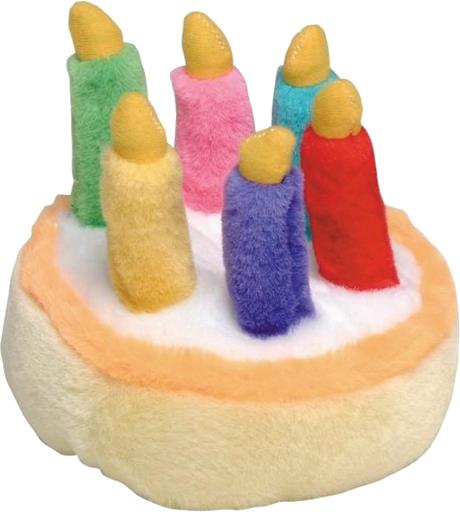 Multipet Large Birthday Cake Happy Birthday Tune Sounding Plush Dog Toy - 5.5" Inches  