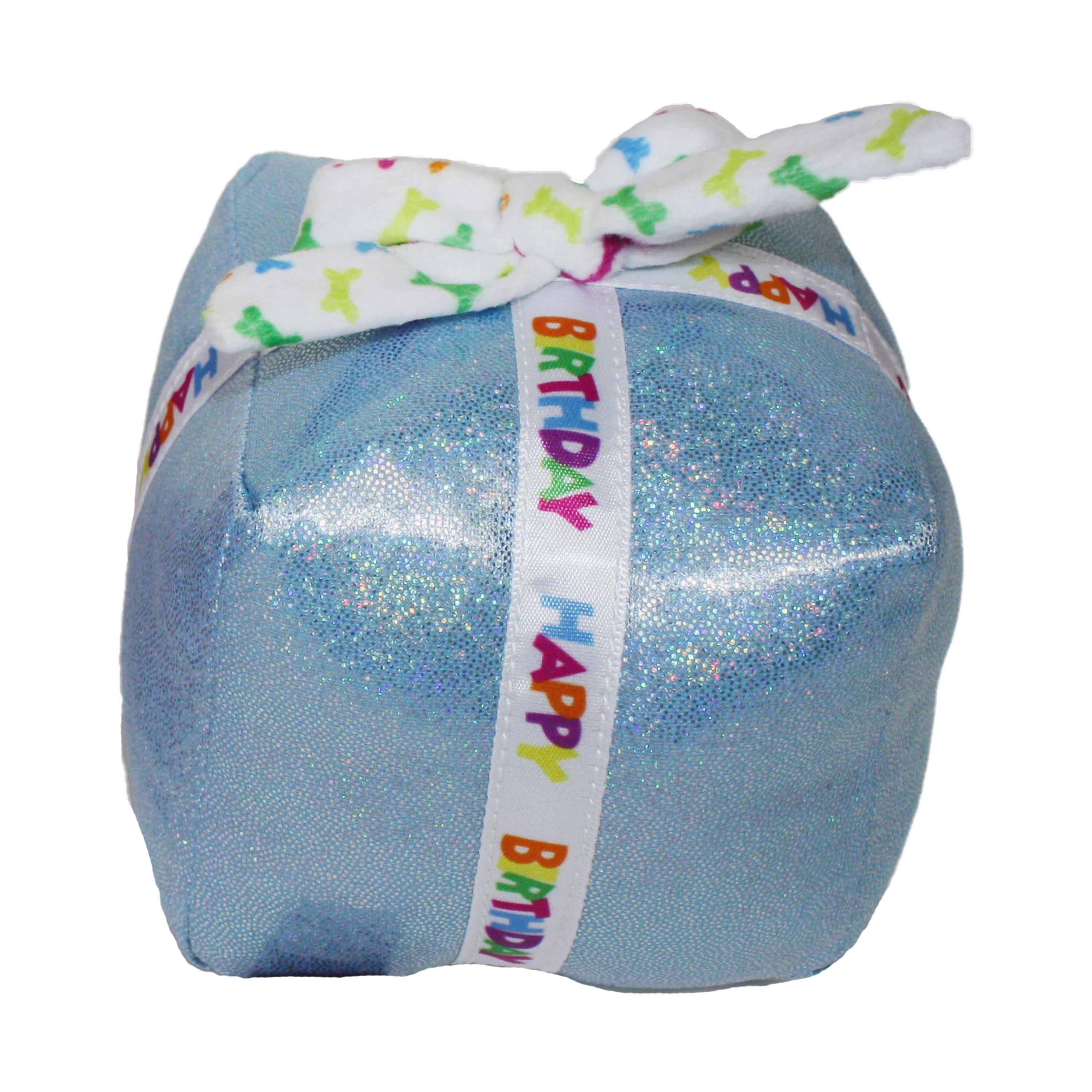 Multipet Birthday Present Crinkle and Squeak Dog Toy - Blue - 5.5